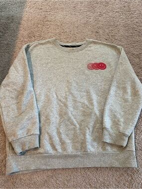 Art class Gray Crewneck Sweatshirt with Red Smiley Graphic